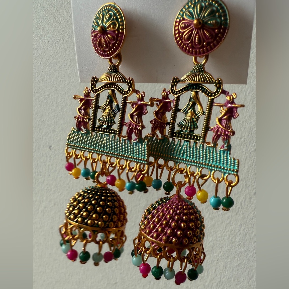 Colorful Traditional Jhumka Earrings